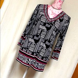 JM Coll. TUNIC TOP 90/10 poly spandex 3/4 sleeve